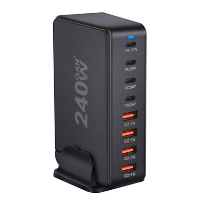 Chargeur GaN 240W 8 Ports USB-C PD – Charge Rapide pour Mobile et Appareils