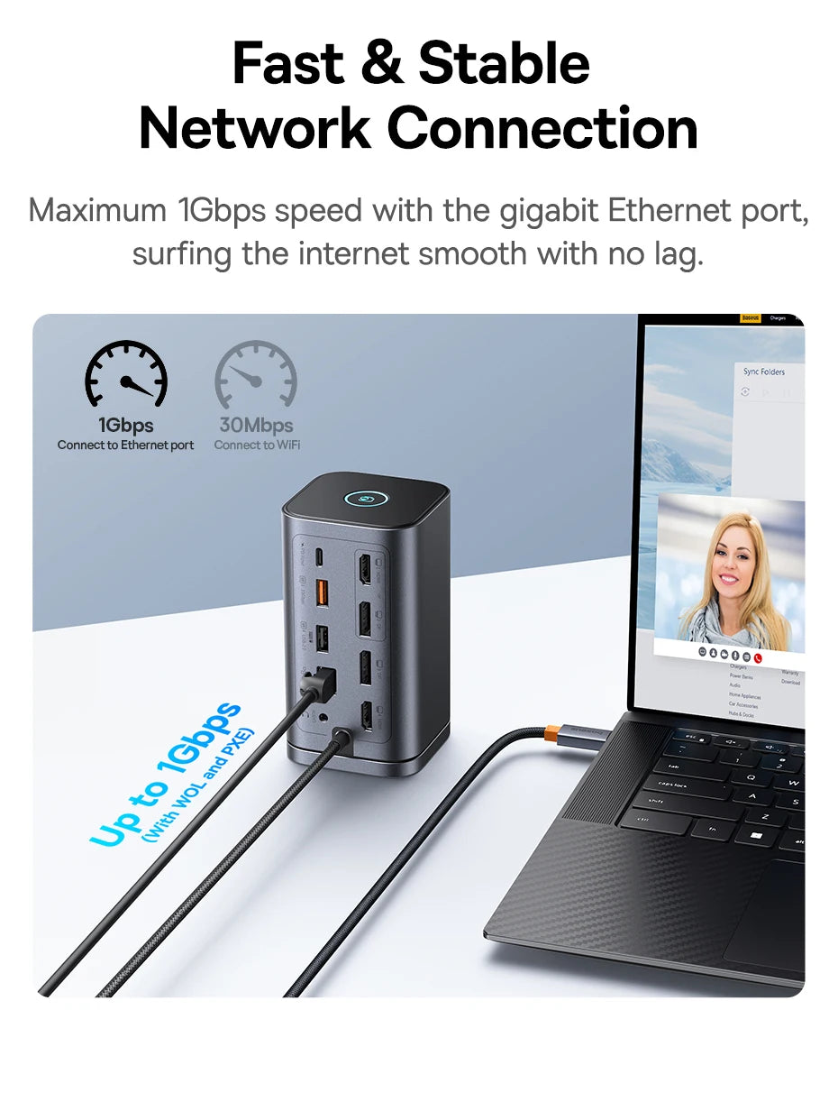 Station d'accueil Baseus 11-en-1 USB-C Hub avec HDMI et DisplayPort